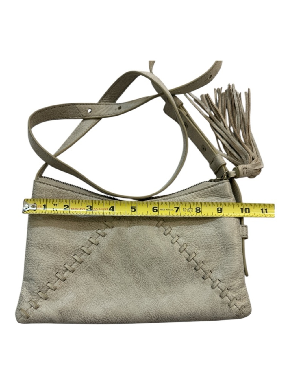 HOBO Cream Leather Crossbody with Tassel and Whipstitch Detail - Picture 5 of 6